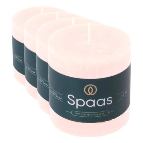 Spaas Rustic Pillar Candle 70/70 mm 25h, Light Pink (Pack of 4)