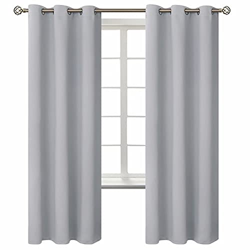BGment Room Darkening Curtains 183 cm Long - Grommet Thermal Insulated Curtains for Bedroom, 2 Panels, 107 x 183 cm, Light Grey