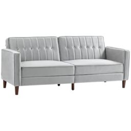 HOMCOM Convertible Sofa Bed Click Clack 3 Seater Sofa Bed 189cm Light Grey