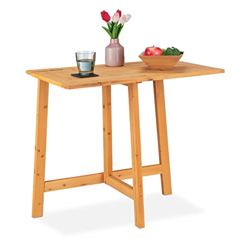 Relaxdays Folding Table, Rectangular, HxWxD: 73 x 80 x 50 cm, Balcony & Garden, Fir, Outdoor, Wall Tabletop, Wood