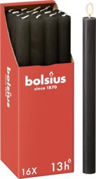 Bolsius Rustic Dinner Candles - Anthracite - Pack of 16 - Long Burning Time of 13 Hours - Household Candle - Interior Decoration - Unscented - Includes Natural Vegan Wax - 27 x 2.3 cm