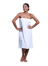 Boca Terry Womens Spa Wrap - 100% Cotton Spa, Shower, Bath and Gym Towel w Snaps, Towel Wrap for Women, White, XXL