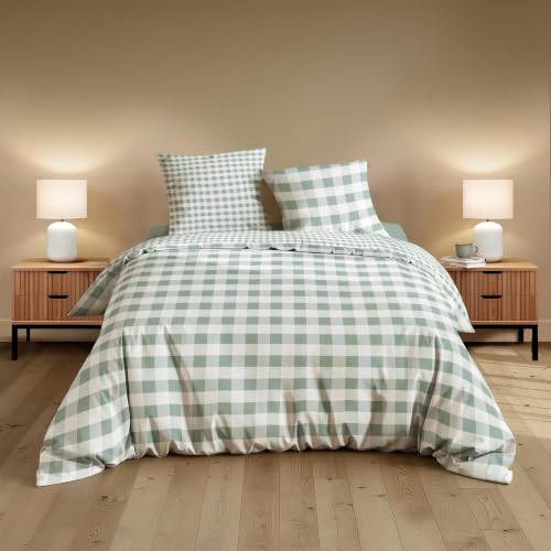 Douceur d'Intérieur, 3-Piece Bedding Set (240 x 220 cm) Victory Sage 100% Cotton