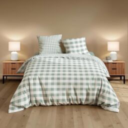 Douceur d'Intérieur, 3-Piece Bedding Set (240 x 220 cm) Victory Sage 100% Cotton