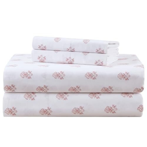 Comfort Spaces 100% Cotton Flat Sheet Breathable Natural Cool Cotton Soft Cotton Flat Sheet with 12 Inch Elastic Pocket Fits Mattress Up to 14 Inch Fits All