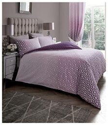 Luxurious Ohari Ombre Bed Set with Duvet Cover and Pillow Cases, Polyester-Cotton, [ Single - Purple ]
