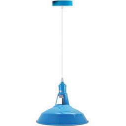 LEDSone Vintage Barn Slotted Blue Pendant Light with E27 Holder