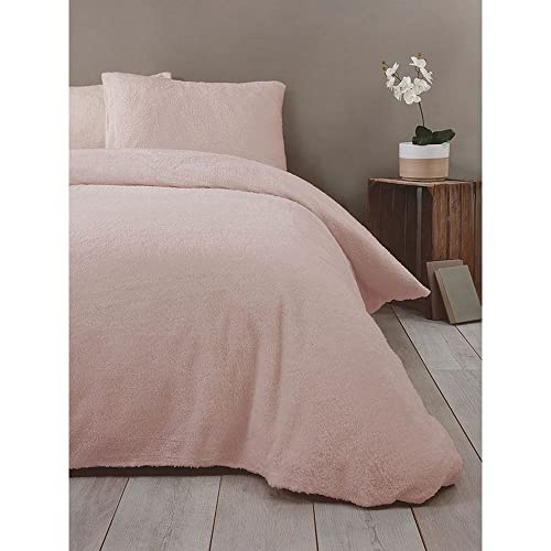 Rapport Home Soft Luxurious Teddy Fleece Quilt Cover Bedding Set King Pink
