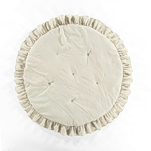 "Lush Decor Baby Round Ruffle Play Mat, 36"" Diameter, Neutral"