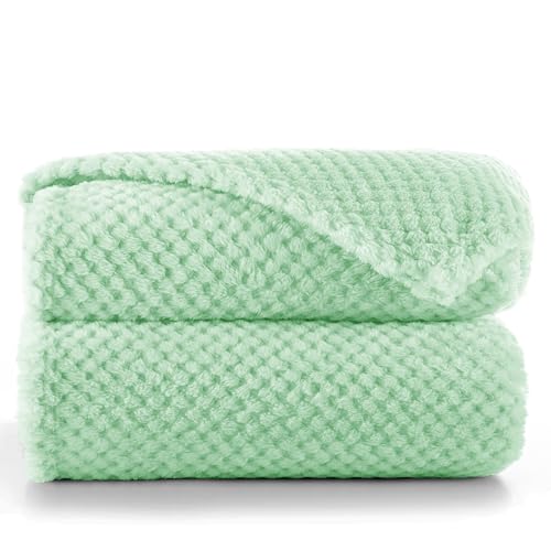 DecoKing Scandanavian style Blanket microfibre cosy Blanket Fleece bedspread Soft smooth Cuddly, Microfibre, Pfefferminz, 220 x 240 cm