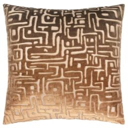 furn. Hoem Soren Feather Filled Cushion – Cut Velvet Abstract Geometric Textured Decorative Pillow (Brown – 45x45cm)