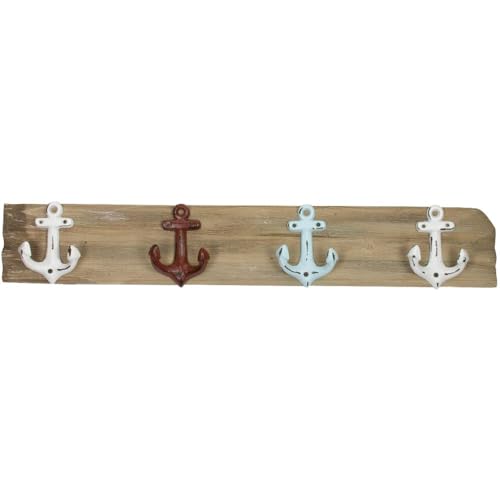 Nauticalia Anchor Hooks Nautical Wall Hangers Resin Mounted Coat Hook Rack