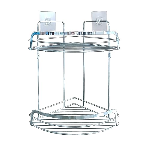 Douceur d'Int??rieur, Corner Shower Caddy 2 Baskets, Premium Wired Chrome, Metal