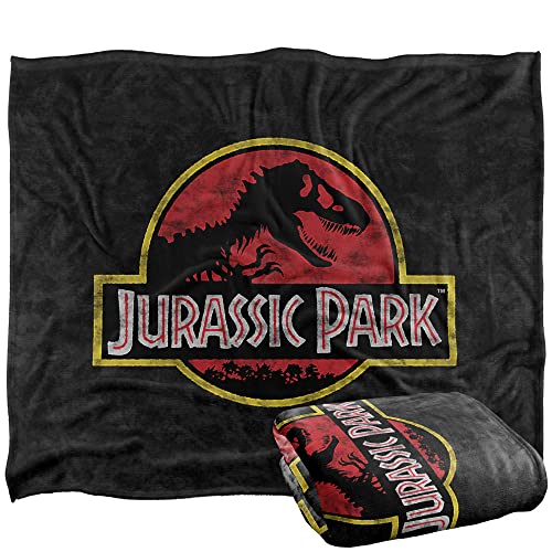Jurassic Park Classic Logo Silky Touch Super Soft Throw Blanket 152 X 127 cm, White