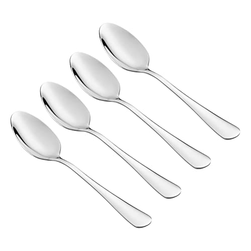 Tala Performance Stainless Steel Dessert Spoons, Premium 4 Piece Set, Ideal Quality Stainless Steel with Mirror Polish Finish, Dishwasher Safe, Metallic Silver