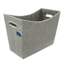 JVL Silva Fabric Magazine Holder with Inset Handles, Grey