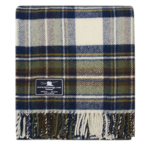 Tweedmill Textiles Muted Blue Stewart Tartan Premium Wool Travel Rug