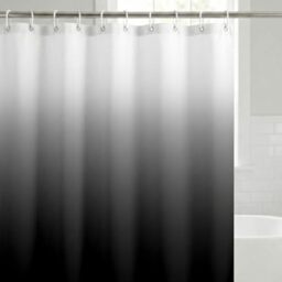 Americanflat 71x74 Black Ombre Shower Curtain - Water-Resistant Long Shower Curtain with Durable Metal Grommets and 12 Hooks - 100% Polyester