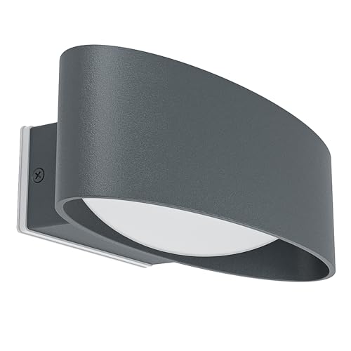 Eglo LED Outdoor wall lamp Chinoa, 1 Flame Outdoor lamp, Outside wall Light Made of Anthracite Coloured Metal and Transparent Plastic, Warm White, IP44