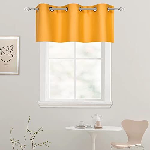 DECOVSUN Orange Valances for Windows 42X18 Inches Blackout Thermal Insulated Valance with Grommet Top for Kitchen Living Room Short Straight Drape Valance for Bedroom Kids Room 1 Panel