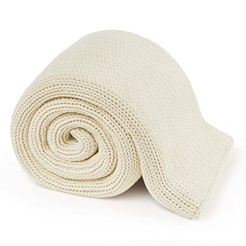 "Guohaoi Knitted Weighted Blanket(Cream 50""x60"" 7lbs),Home D??cor Cooling Throw Blanket for Hot Sleepers,Hand Made Chunky Knit Heavy Blanket Use on Twin Size Bed"