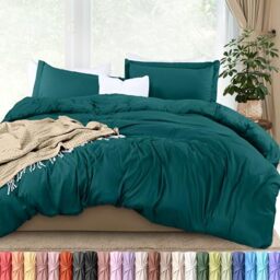 Utopia Bedding Duvet Cover King Size - 3 Piece with Zipper Closure - 1 Comforter Cover 104X90 Inches & 2 Pillow Shams 20X36 Inches (Teal) Comforter Not Included
