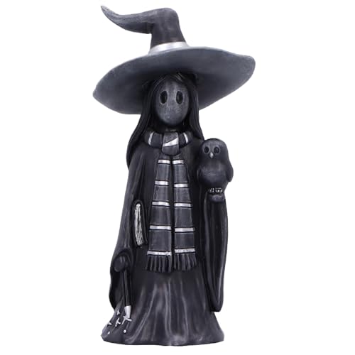 Nemesis Now Little Souls Gleam Figurine ??? Gothic Witch with Owl and Wand, Hand-Painted Resin Statue, Mystical Collectible for Fantasy Lovers and Witchy Home Decor, 12cm