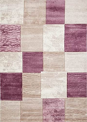Homemania Machine Made Florida 4-Furniture Rug for Hallway, Kitchen, Bedroom, Living Room - Pink - 80 x 150 cm