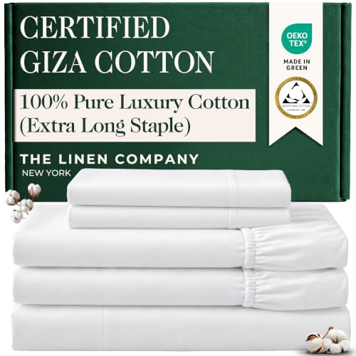 "Egyptian Cotton Blended Long Staple Split King Sheet Set - 5Pcs, White - Extra Long Staple Blended Bedsheets - 16"" Deep Pocket, Oeko-TEX Certified, Skin Friendly & Breathable Sheets"