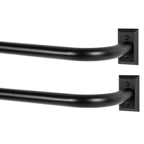 "TANGWIN Black Wrap Around Curtain Rods 2 Pack:Blackout Heavy Duty Adjustable Window Curtain Rod for Bedroom Kitchen,Modern Decorative Curved French Metal Drapery Rods Easy Install,Matte Black 48-90"""