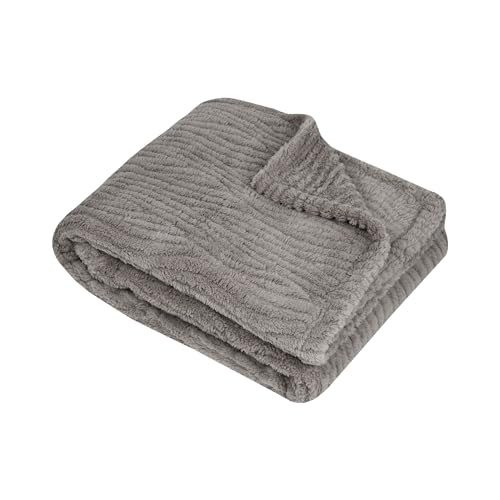 STOF - Plaid - Size 180 x 220 cm - 100% Polyester - Natural Colour - Columbia Model - Blanket - Soft Warm Fluffy Textured, Plain