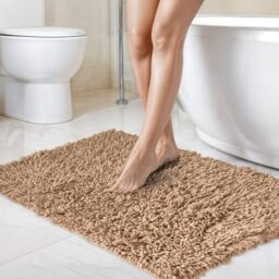 Emma Barclay Tumble Twist Pure Cotton 2pc Bath set in Coffee - Mat 50x80cm / Pedestal 50x40cm