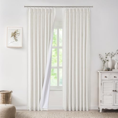 "WEST LAKE Bailey Linen Pinch Pleat 100 Full Blackout Curtains 84 Inches Length,Modern Rustic Textured Panels with Back Tabs,Bedroom Drape for Traverse Rod and Track Window Treatment Set,40"" Wx84 Lx2"