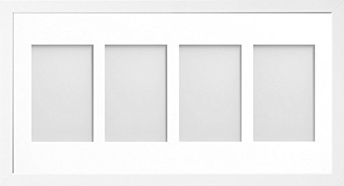 Allington Range 20x10-inch White Picture Photo Frame with White 4-Aperture Mount for Image Size 6x4-inch (Portrait)