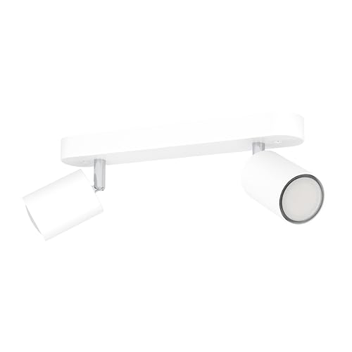 Eglo Ceiling lamp with 2 Spots Reciso-E, Spotlight bar for Bedroom and Hallway, Adjustable Light Fixture, White Steel, GU10 Socket