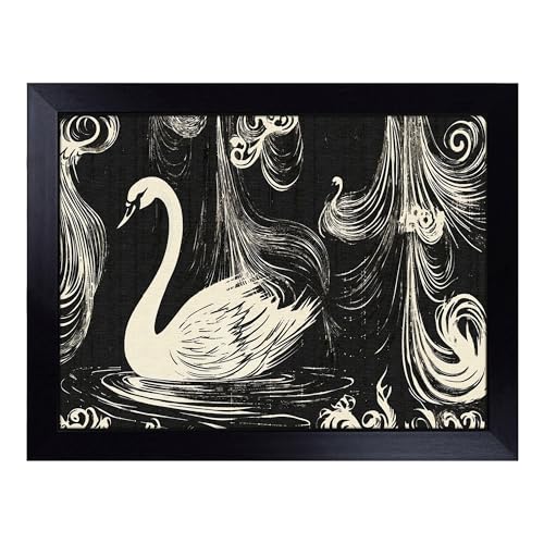 Lap Tray with Bean Bag Cushion, Swan - Handmade in the UK, Raised Wooden Edge, Padded Cushion, Heat-Resistant Wipe-Clean Surface, for Meals, Laptops and Crafts