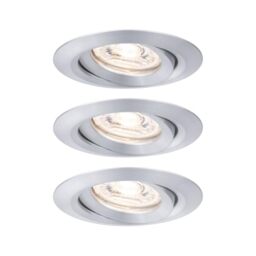 Paulmann 92975 Nova mini Plus LED recessed luminaire Coin EasyDim Round swivelling incl. 3x4.2 watt dimmable recessed Ceiling Spotlight Aluminium recessed lamp Aluminium Warm White 2700 K