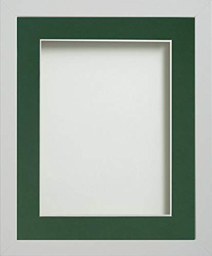 Frame Company Allington White Photo Frame with Bottle Green Mount, 7x5 for 5x3.5 inch, fitted with perspex