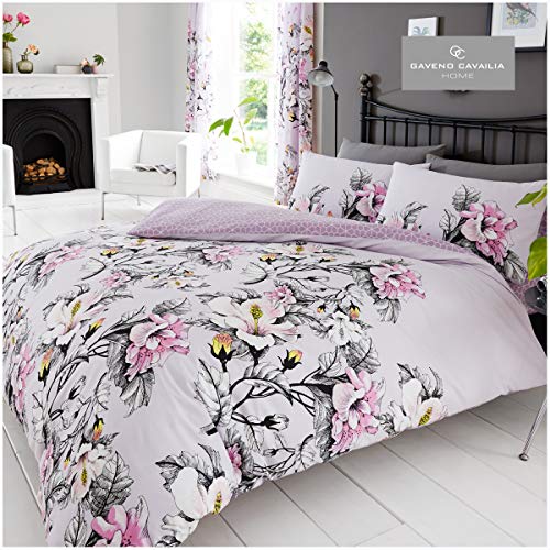 Gaveno Cavailia Luxurious Eden Bed Set with Duvet Cover and Pillow Case, Polyester-Cotton, Purple, Double