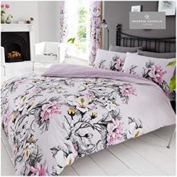 Gaveno Cavailia Luxurious Eden Bed Set with Duvet Cover and Pillow Case, Polyester-Cotton, Purple, Double