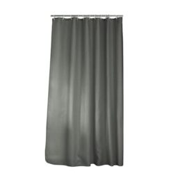 Douceur d'intérieur Quartz Shower Curtain with Hooks 100% Polyester Charcoal 180 x 200 cm