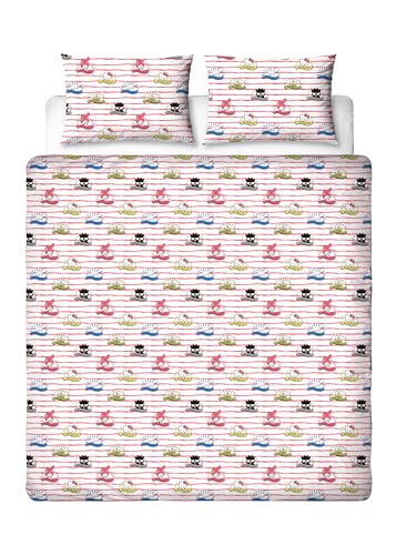 CHARACTER WORLD Hello Kitty Officially Licensed Double Duvet Cover Set, Rare Design - Reversible 2 Sided Bedding Cover Official Merchandise Including Matching Pillow Cases
