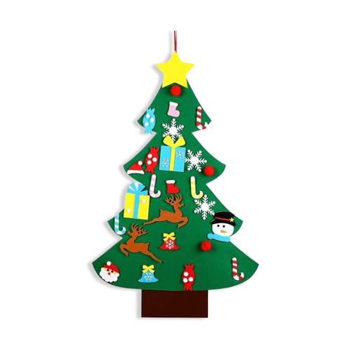 Wintem - Christmas Decoration Felt Christmas Tree 100 x 70 cm with Removable Decorations for Children, Educational Game and Reusable Christmas Decoration for Home, Wall or Children's Room