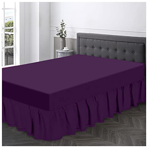 Polycotton Fitted Valance Sheet Single, Soft & Comfy Breathable Bed Sheets, Fit Over Mattress, Berry