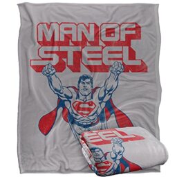 SUPERMAN Steel Retro Officially Licensed Silky Touch Super Soft Throw Blanket 152 x 127 cm