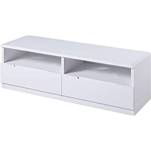 Julian Bowen Manhattan 2 Drawer Media Unit - White - Sleek and Modern Entertainment Center