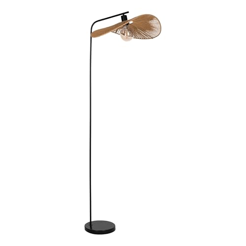 Eglo Floor Lamp Siruela, Boho Standing Light, Metal and FSC-Certified Paper Light in Black Brown, Japanese Style Living Room Lamp, E27 Socket, H 160 cm