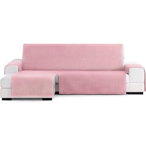 ECOMMERC3 - Chaise Longue Sofa Cover with Elastic Bands for Left/Right Chaise Lounge ??? Chaise Sofa Cover Ecru/Pink Adjustable and Versatile for Chaise Longue Sofas, Total Protection