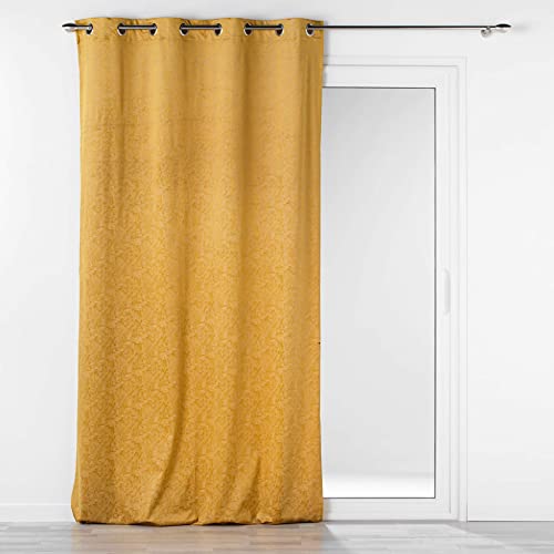 Douceur d'Intérieur, Yellow Printed Watercolour Eyelet Curtain 135 x 240 cm