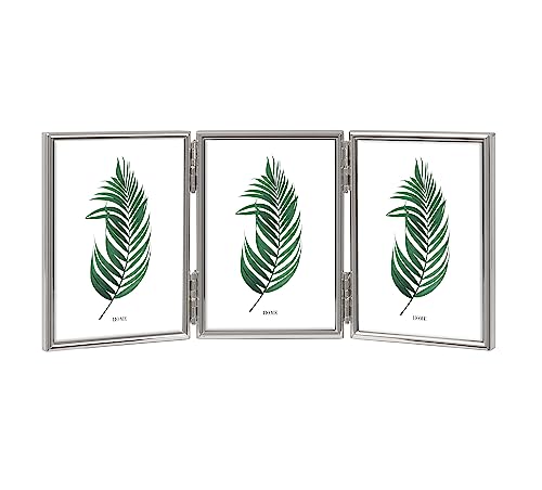 Inov8 Framing Tarnish Resistant Silver Plated Picture Frame - Thin Edge Triple Frame Design for Three Photos 3.5x5 Inch (9x12cm)